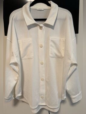 Maurices White Ribbed Knit Long Sleeve Top